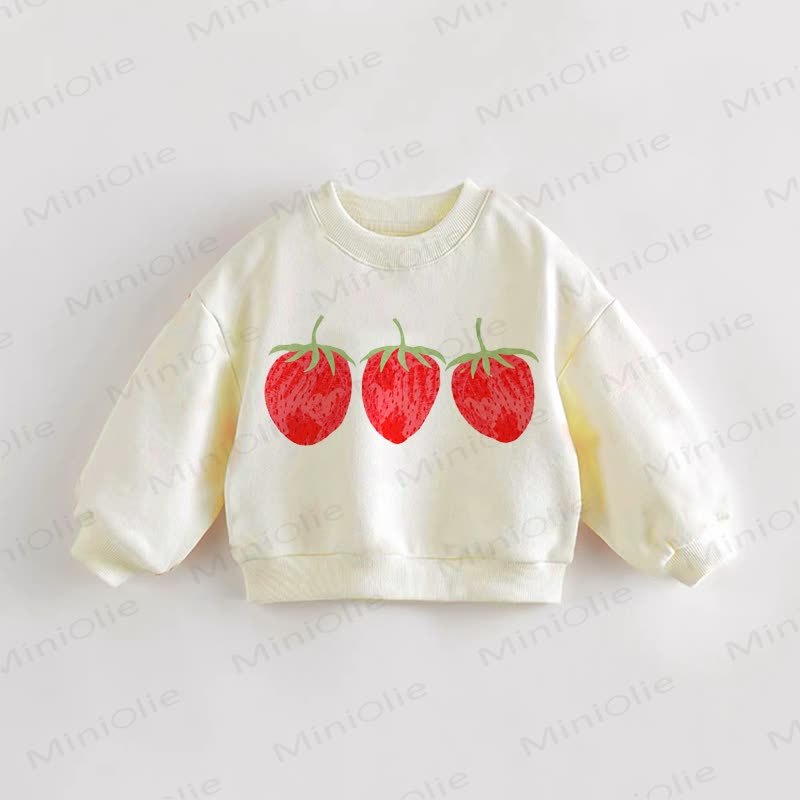 ベビー幼児用イチゴ柄スウェットシャツ - クリーム - 3～5歳 - image 1