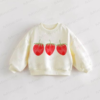 ベビー幼児用イチゴ柄スウェットシャツ - クリーム - 3～5歳 - image 1
