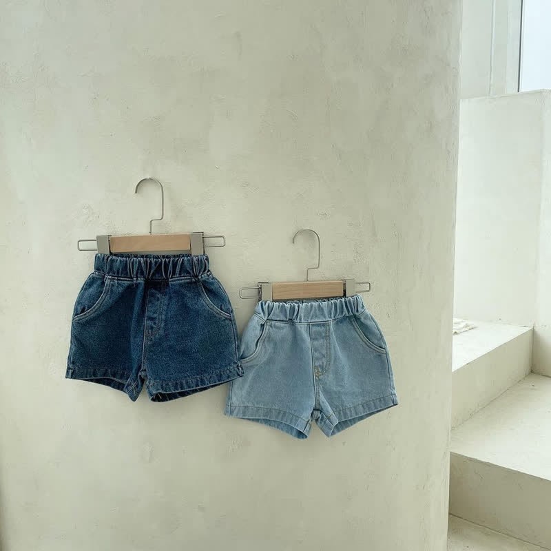 幼児用無地デニムショートパンツ - image 2