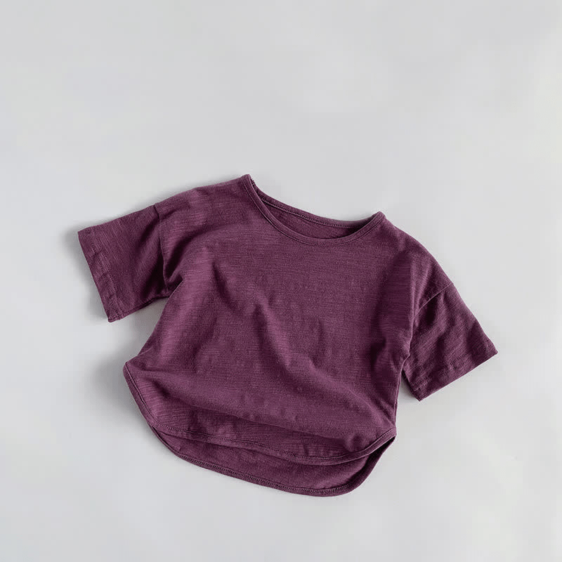 幼児男の子用レトロ無地Tシャツ - 紫 - 7～9歳 - image 3