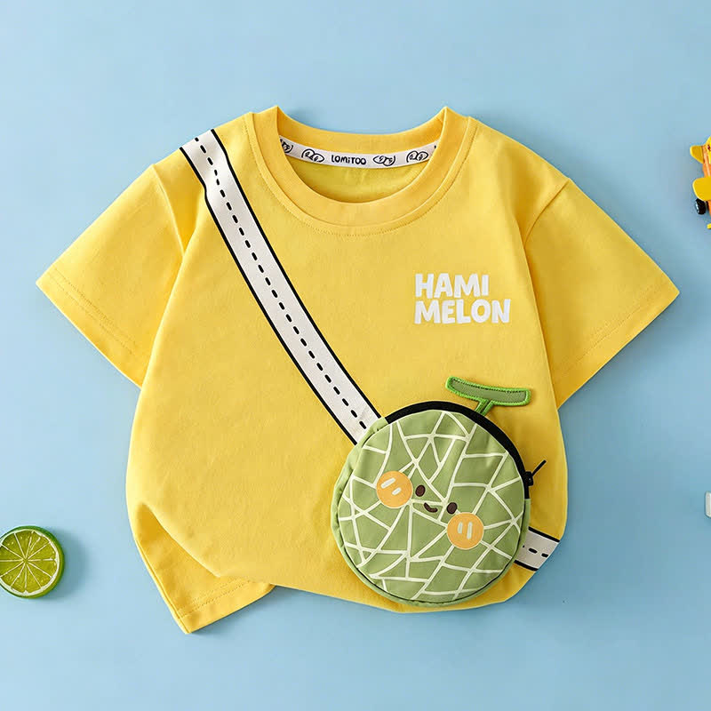 幼児用スマイリーフルーツ3DクロスボディバッグTシャツ - 黄色 - 8-9T - image 3