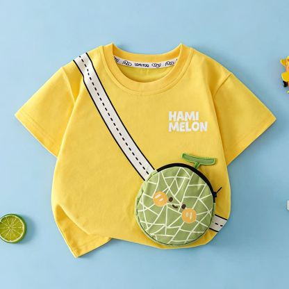 幼児用スマイリーフルーツ3DクロスボディバッグTシャツ - 黄色 - 8-9T - image 3
