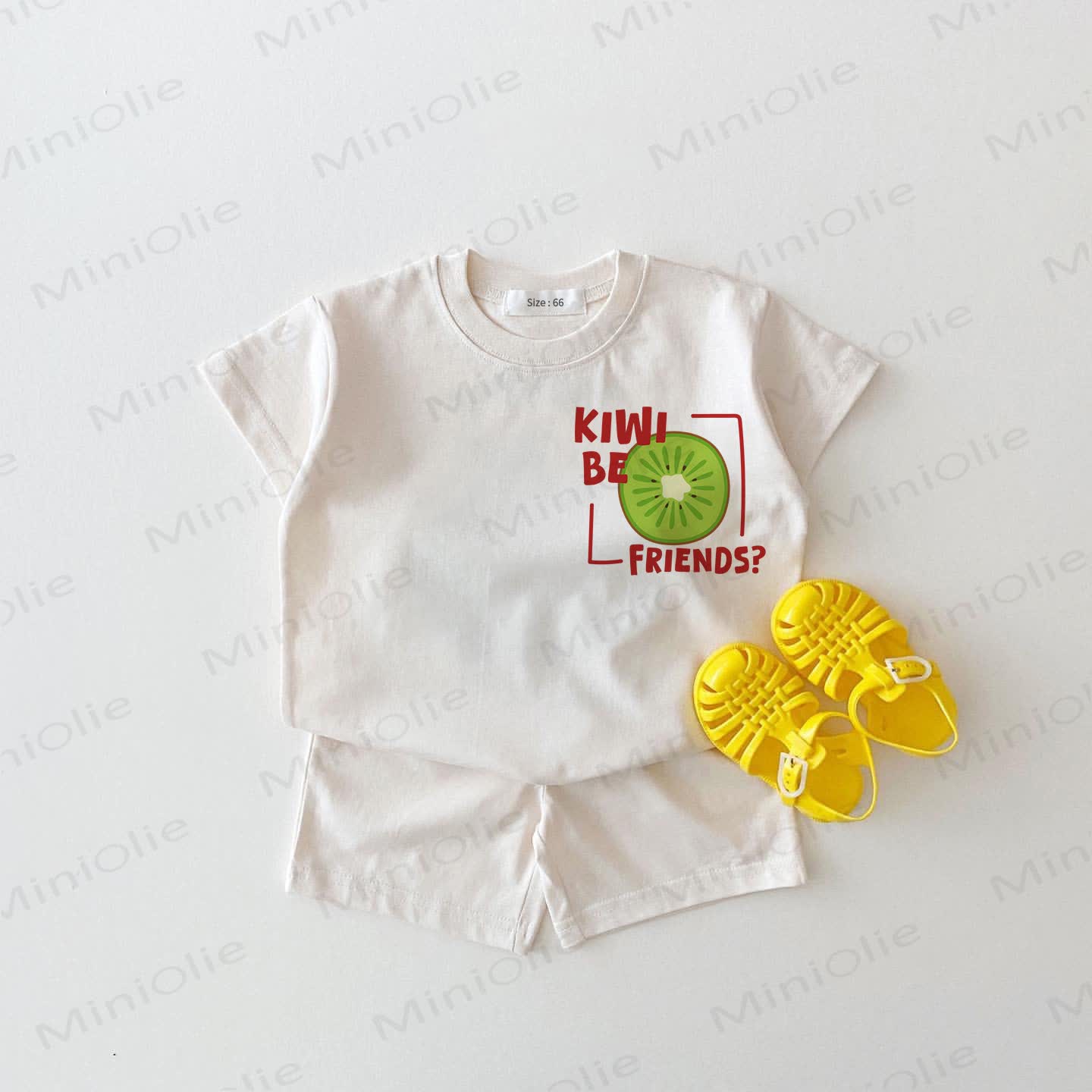 KIWI BE FRIENDS?ベビー用ツーピース ホワイトセット - 白 - 18～24ヶ月 - image 1