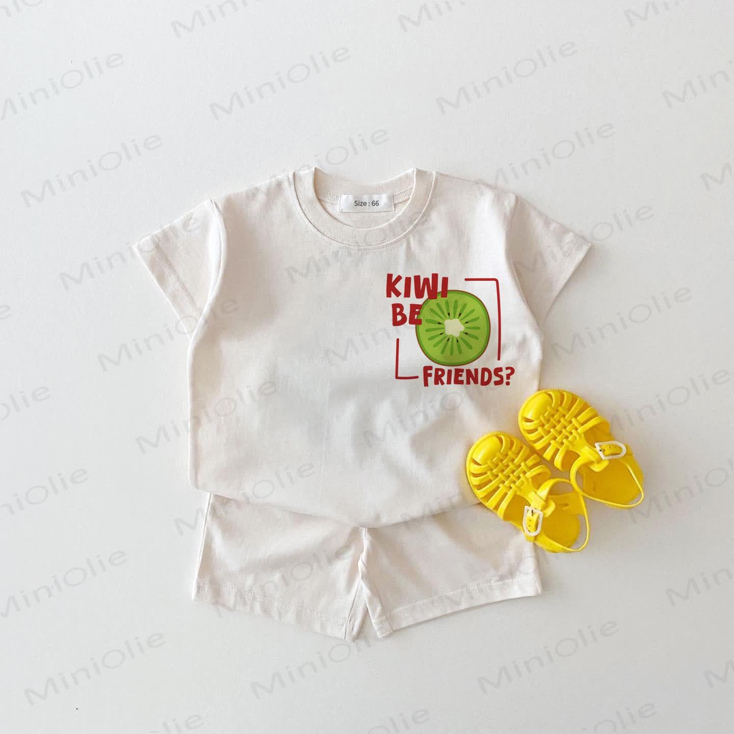 KIWI BE FRIENDS?ベビー用ツーピース ホワイトセット - 白 - 18～24ヶ月 - image 1
