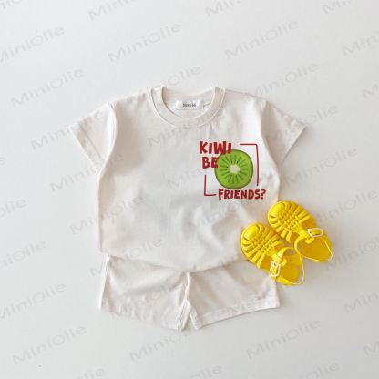 KIWI BE FRIENDS?ベビー用ツーピース ホワイトセット - 白 - 18～24ヶ月 - image 1