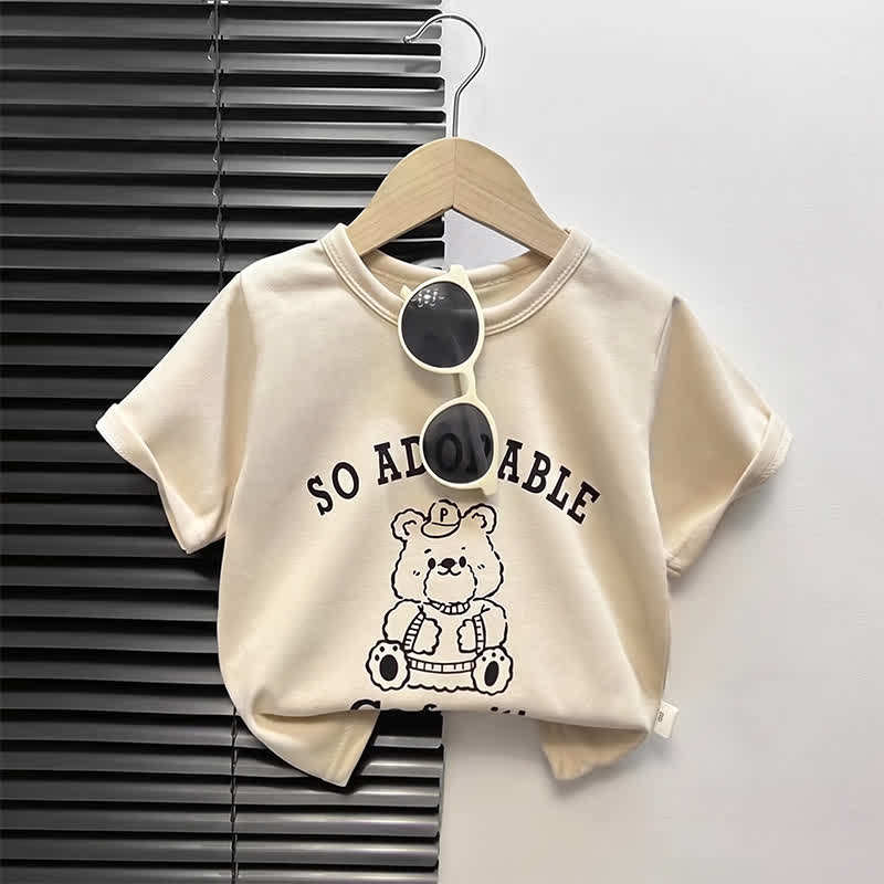 幼児用漫画柄ボックス型Tシャツ - ベージュベア - 4～5歳 - image 14