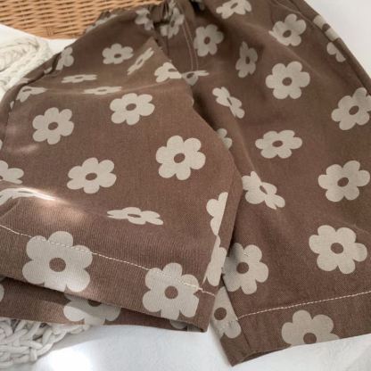 ベビー幼児女の子用フラワーコーヒーパンツ - image 6