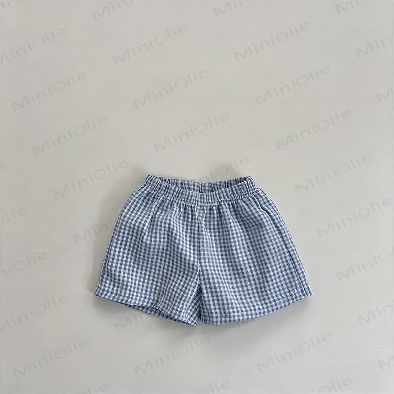 ベビーガールズ用ギンガムチェック柄ショートパンツ - 青 - 4～5歳 - image 3