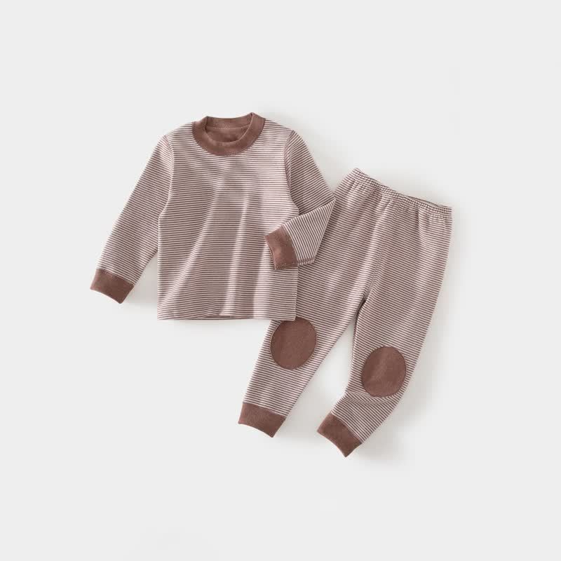 ベビー・幼児用クマ刺繍/ストライプ柄トップス＆パンツ 2点セット パジャマ - 茶色 - 4～5歳 - image 7