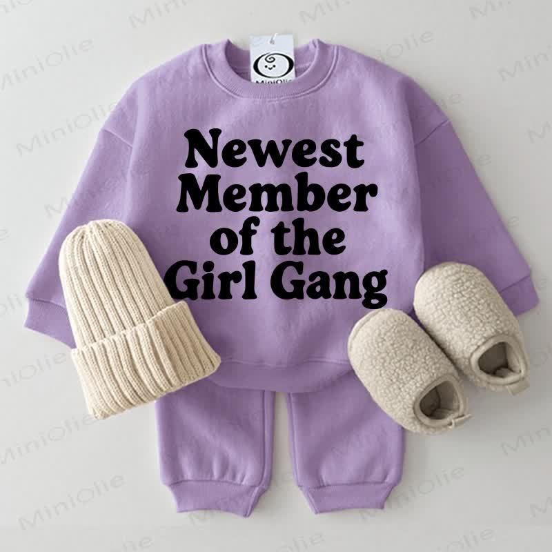 NEWEST MEMBER OF THE GIRL GANGベビースウェットシャツ 2点セット - 紫 - 2～3歳 - image 3