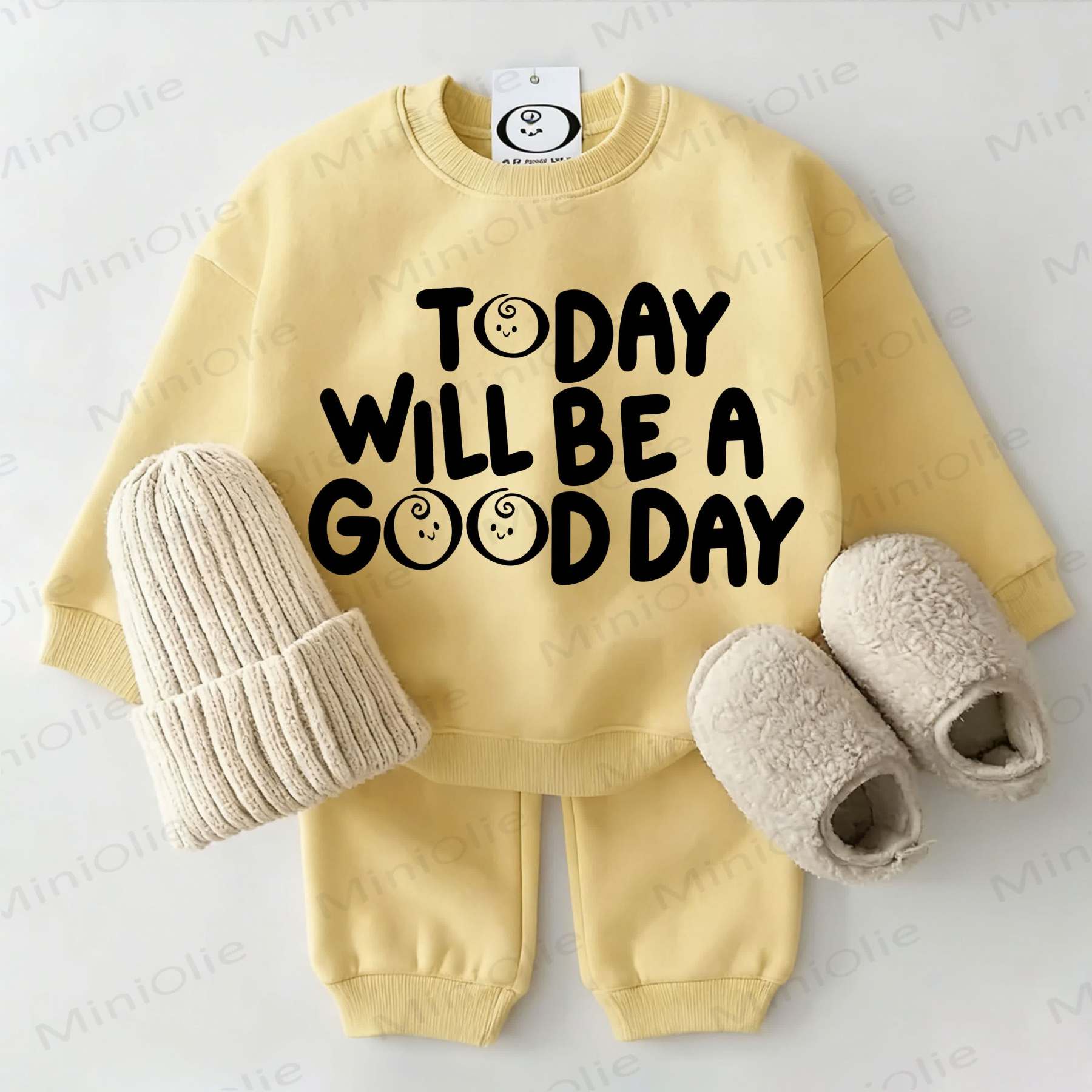 TODAY WILL BE A GOOD DAYう ベビー用スウェットシャツ 2点セット - 黄色 - 2～3歳 - image 3