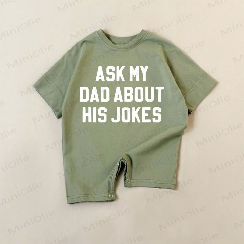 ASK MY DAD ABOUT HIS JOKES　ベビーグリーンのスローガンロンパース - 緑 - 18～24ヶ月 - image 1