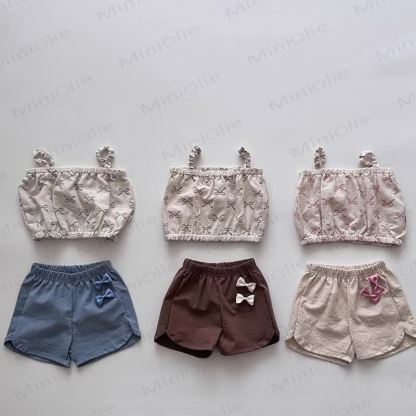 ベビー幼児用リボンチェック柄リネンショートパンツ - image 4