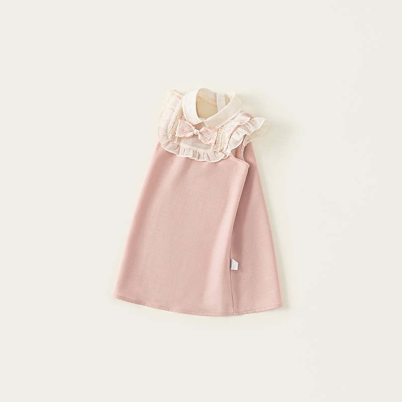 幼児用ピンクのリボン付きノースリーブエレガントドレス - image 2