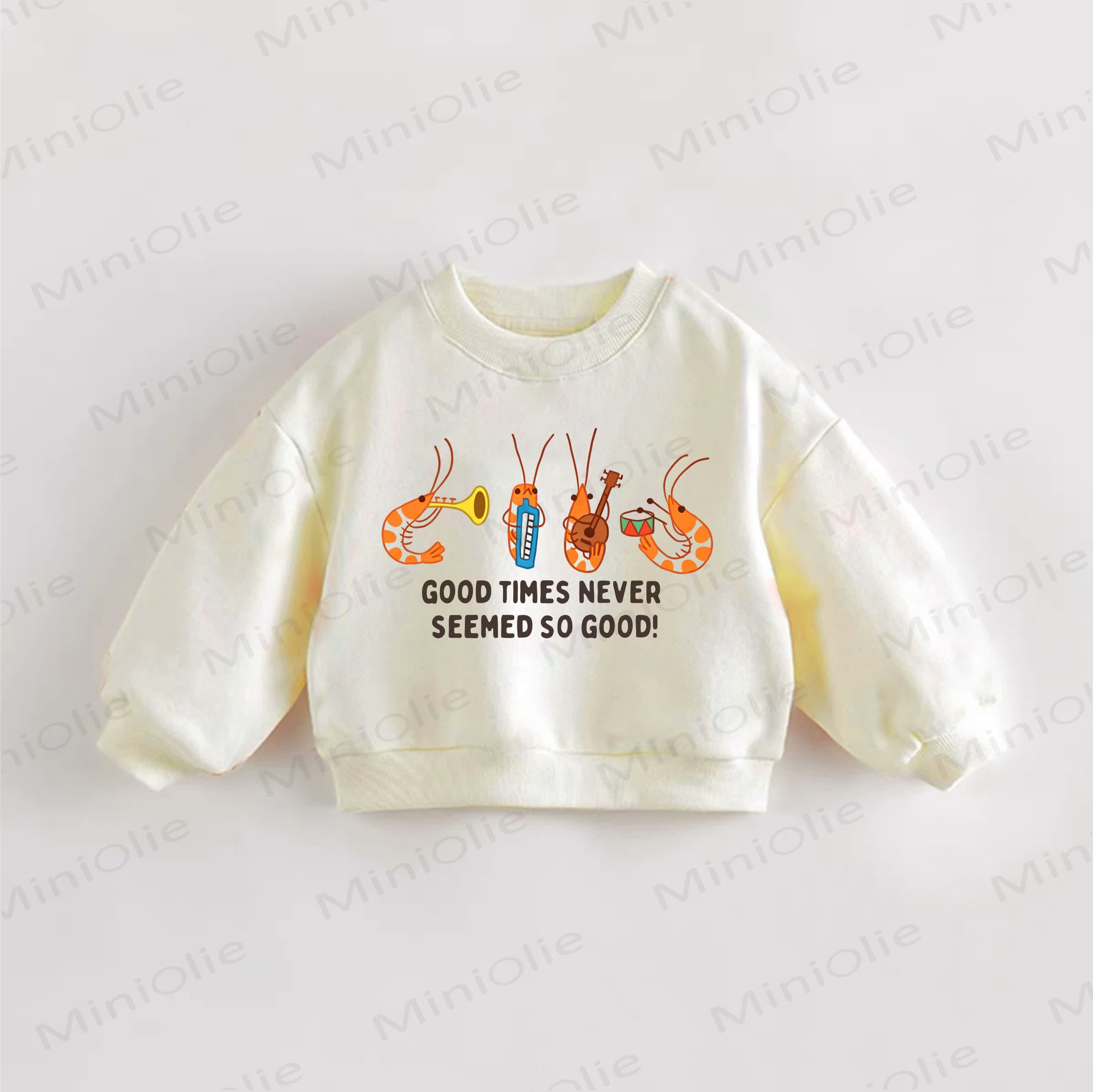 GOOD TIMES NEVER SEEMED SO GOOD! BABYトドル エビ柄スウェットシャツ - クリーム - 3～5歳 - image 1