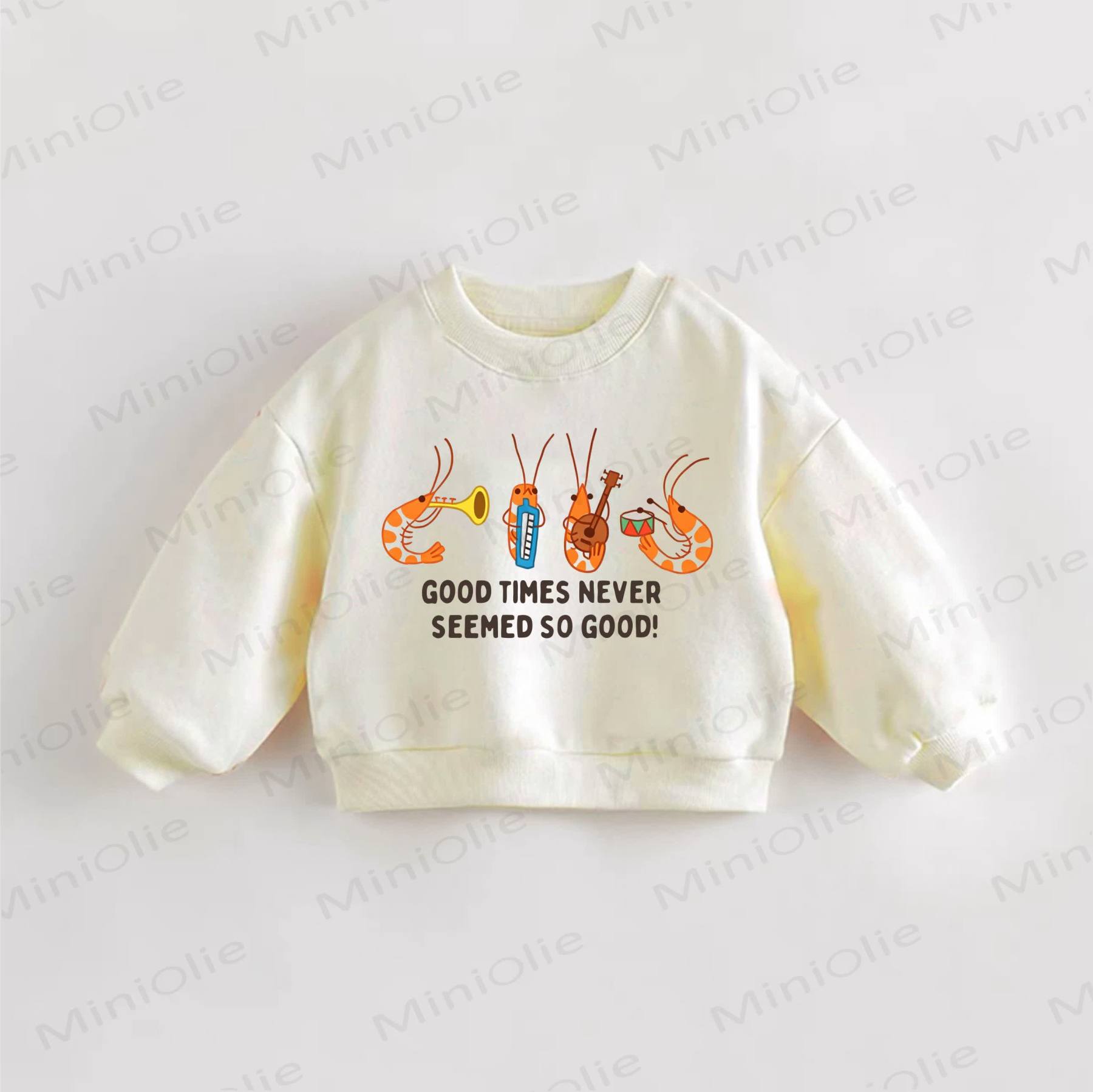 GOOD TIMES NEVER SEEMED SO GOOD! BABYトドル エビ柄スウェットシャツ - クリーム - 3～5歳 - image 1