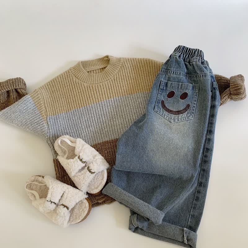 幼児男の子用デニム刺繍スマイルパンツ - image 5