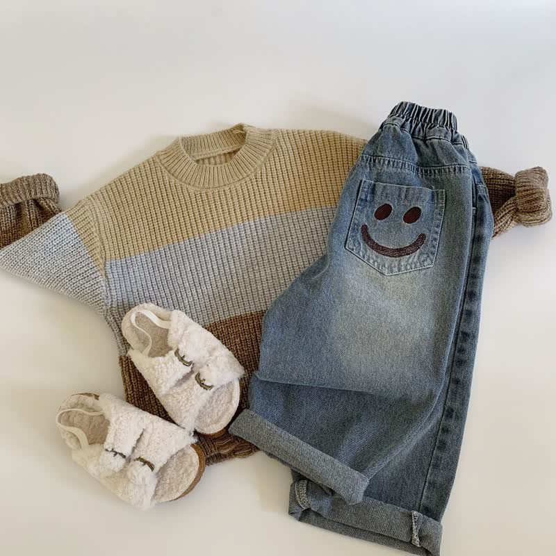 幼児男の子用デニム刺繍スマイルパンツ - image 5