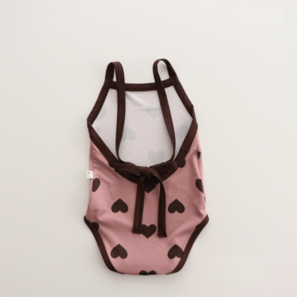 ベビーサスペンダー付きバックレスラブ水着（帽子付き） - ピンク - 2～3歳 - image 3