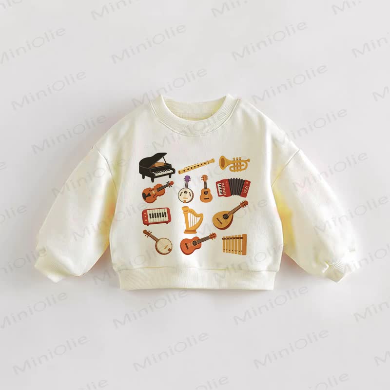 ベビー・幼児用楽器柄スウェットシャツ - クリーム - 3～5歳 - image 1