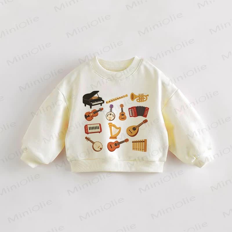 ベビー・幼児用楽器柄スウェットシャツ - クリーム - 3～5歳 - image 1