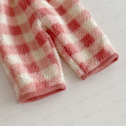 ベビー 幼児 女の子 フリース レッド ホワイト チェック アウターウェア & パンツ - image 14