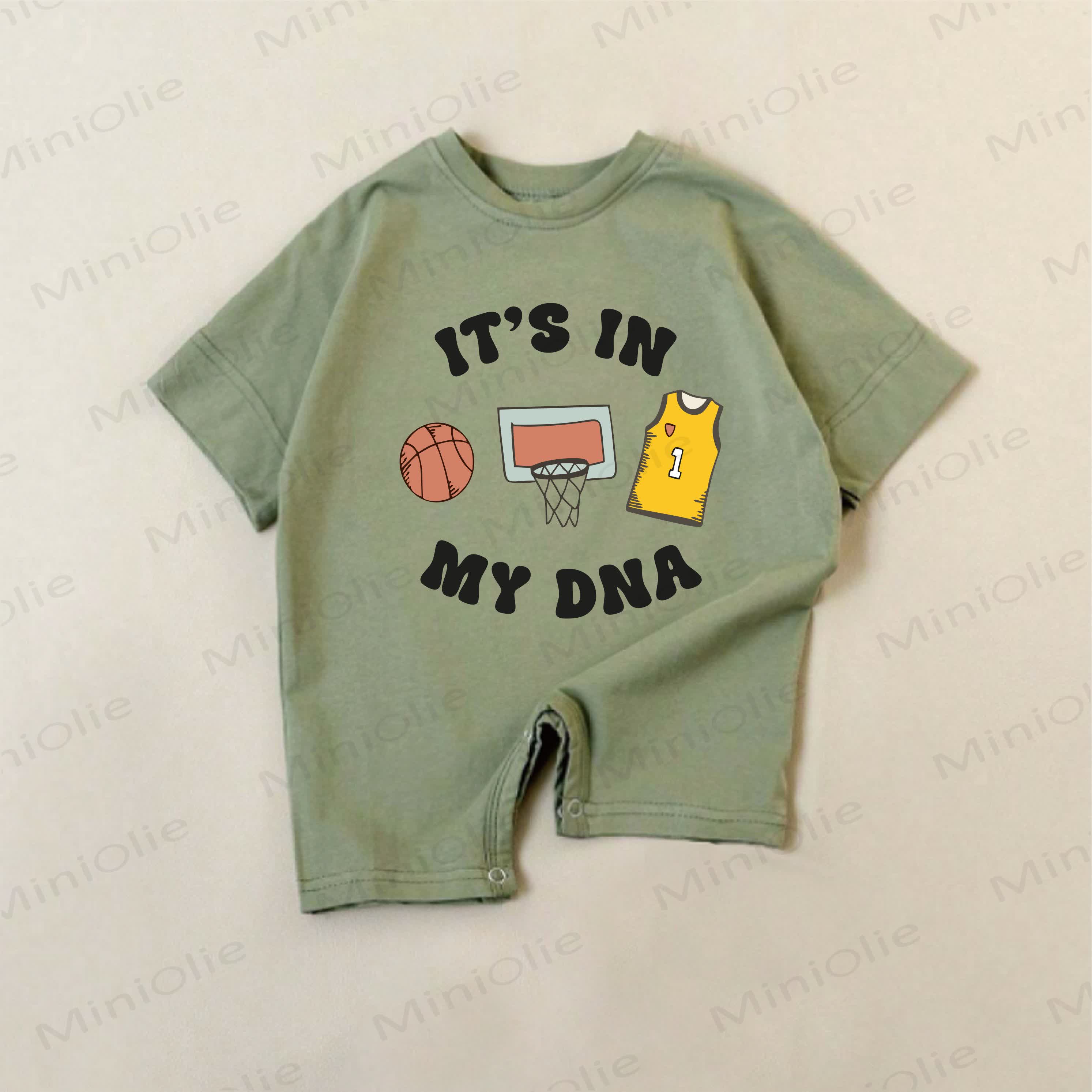 IT'S IN MY DNAもの　ベビーグリーン　バスケットボール柄ロンパース - 緑 - 18～24ヶ月 - image 1