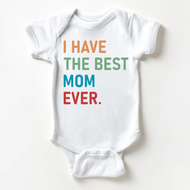 I HAVE THE BEST MUM EVER！ベビー用ホワイトボディスーツ - 白 - 18～24ヶ月 - image 1