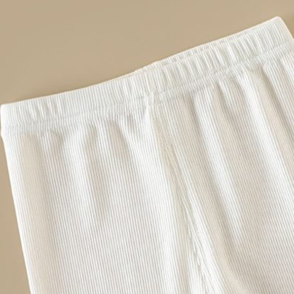 ベビー・幼児用 女の子用 ベージュ リブ編み レース フリル裾 レギンス - image 3