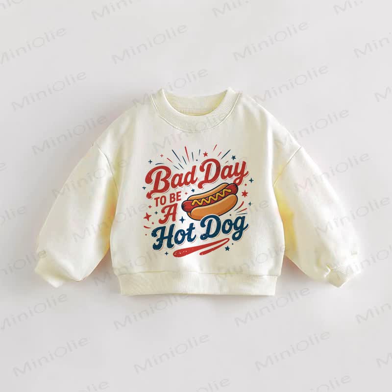 BAD DAY TO BE A HOT DOG幼児用クリームスウェットシャツ - クリーム - 3～5歳 - image 1