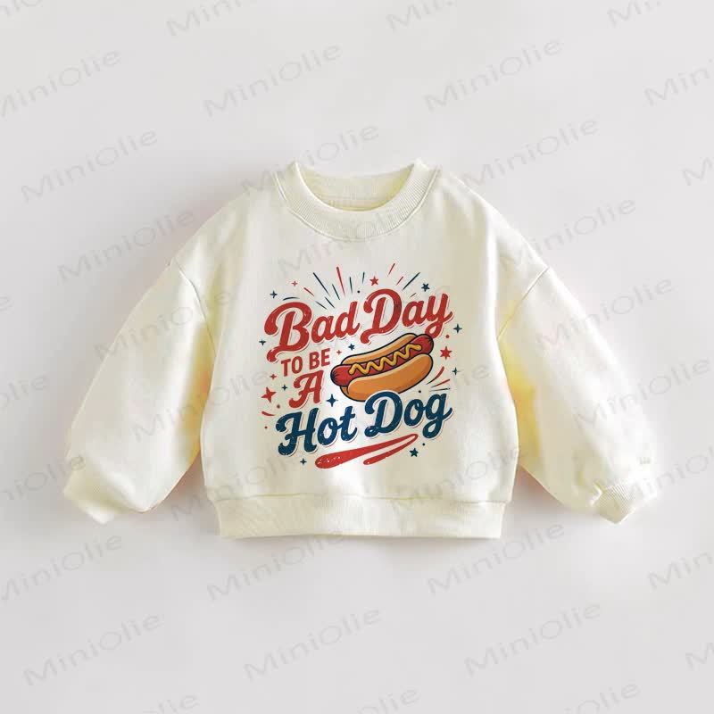 BAD DAY TO BE A HOT DOG幼児用クリームスウェットシャツ - クリーム - 3～5歳 - image 1
