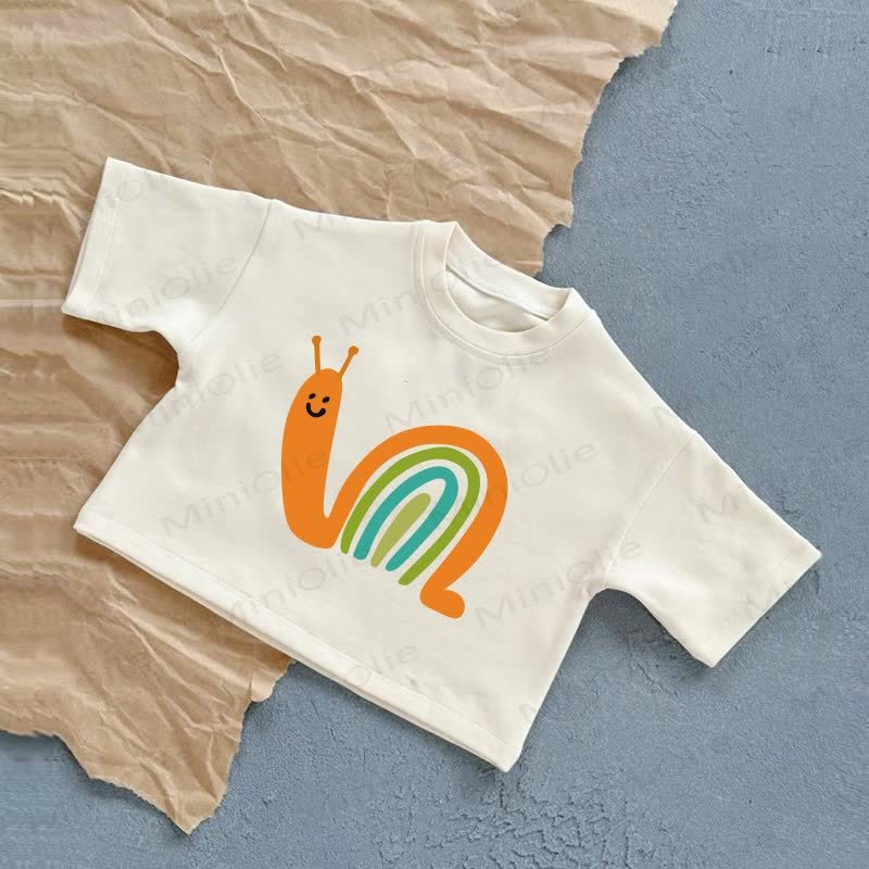 ベビーカタツムリの絵柄Tシャツ - 白 - 2～3歳 - image 1