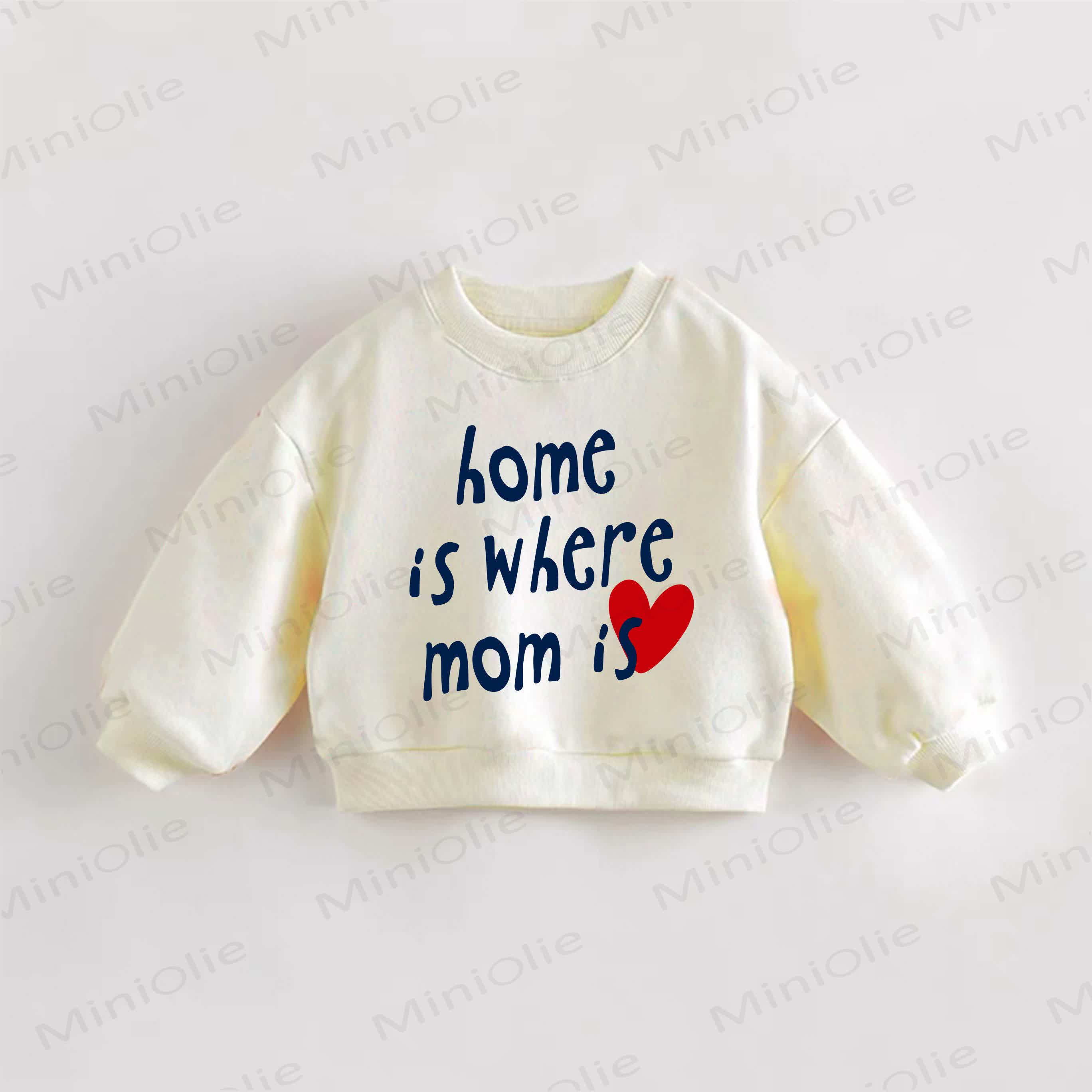 HOME IS WHERE MOM IS・幼児向けスローガン入りスウェットシャツ - クリーム - 3～5歳 - image 1