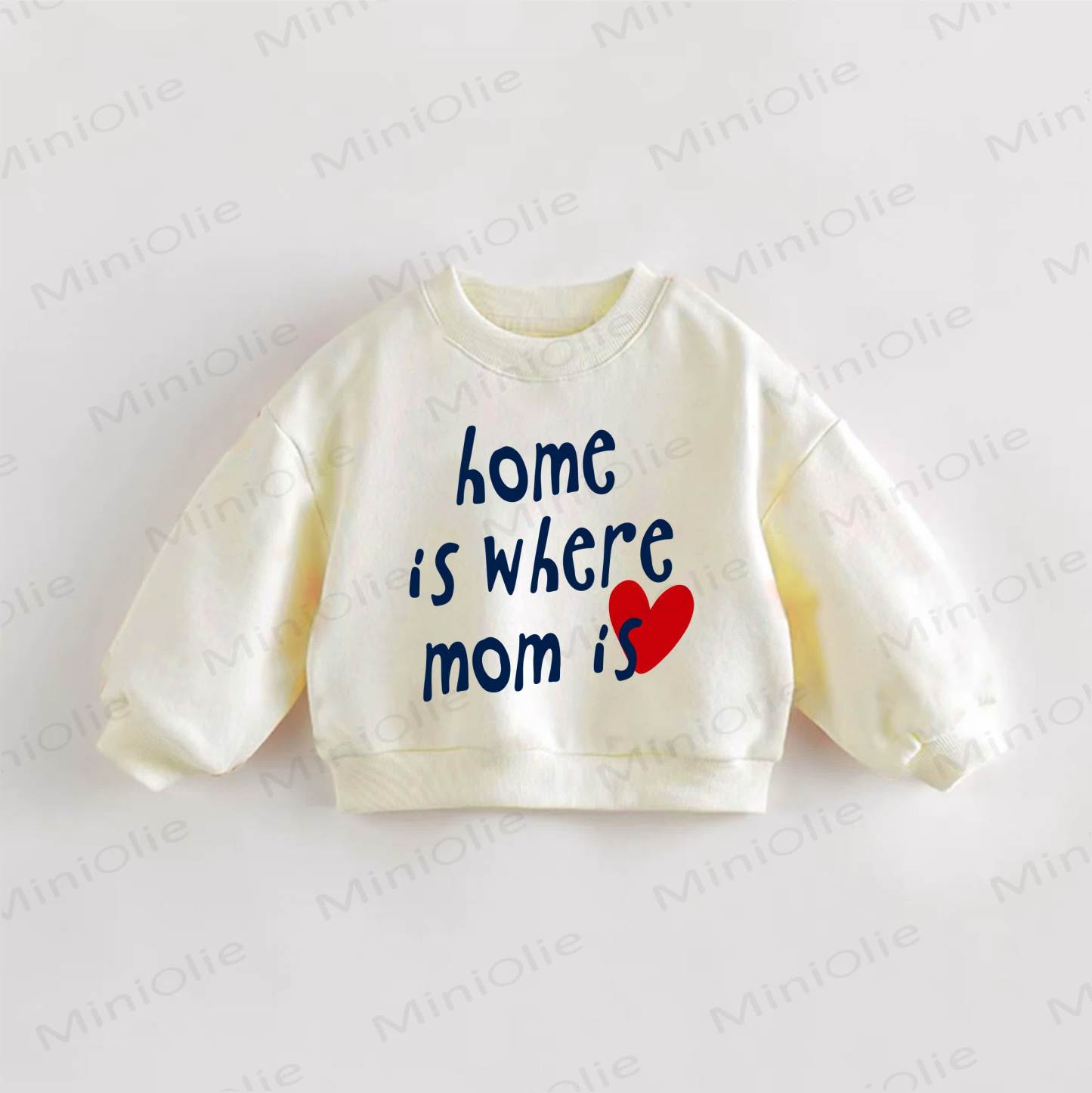 HOME IS WHERE MOM IS・幼児向けスローガン入りスウェットシャツ - クリーム - 3～5歳 - image 1