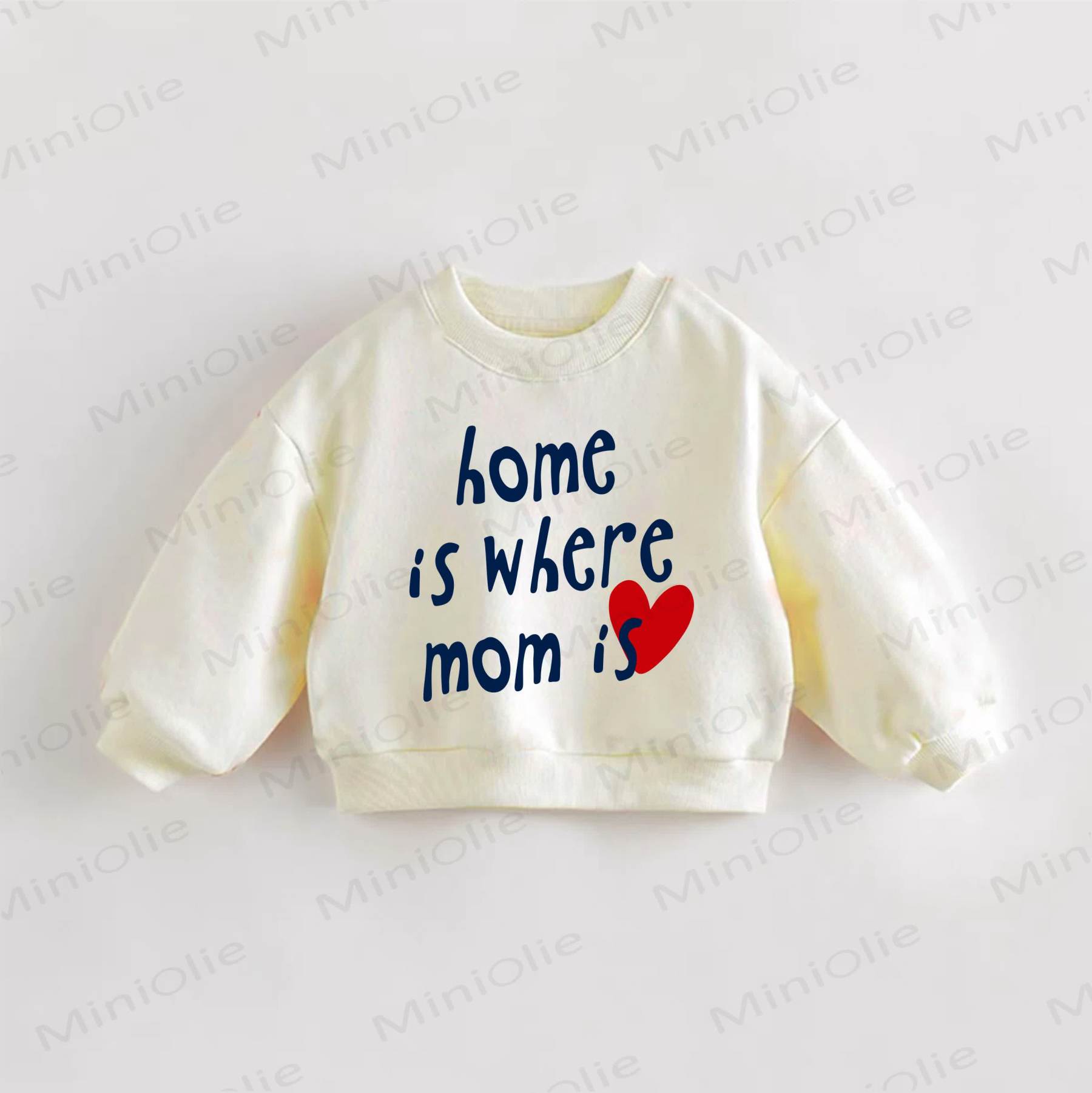 HOME IS WHERE MOM IS・幼児向けスローガン入りスウェットシャツ - クリーム - 3～5歳 - image 1