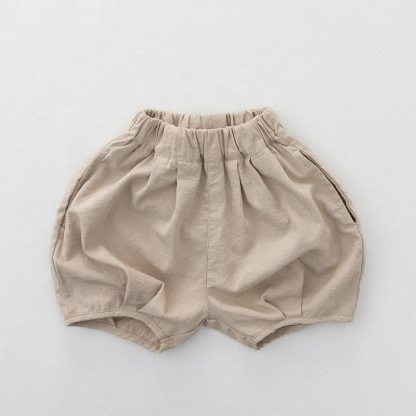 幼児用コットン無地ショートパンツ - ベージュ - 6～7歳 - image 4