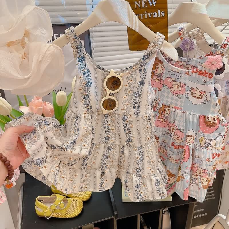 幼児用女の子向け花柄キャミソールDress - ブルーフローラル - 10-11歳 - image 4