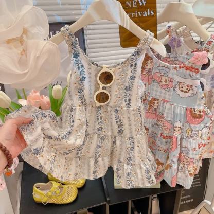 幼児用女の子向け花柄キャミソールDress - ブルーフローラル - 10-11歳 - image 4
