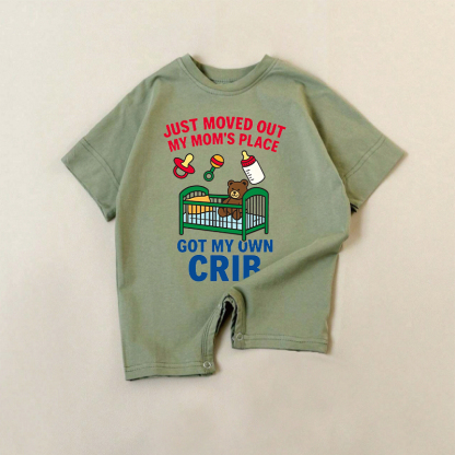 JUST MOVED OUT MY MOM'S PLACE GOT MY OWN CRIB。ベビーグリーンのロンパース。 - 緑 - 18～24ヶ月 - image 1