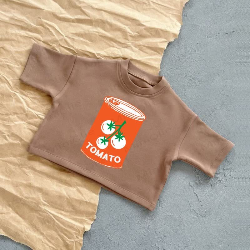 ベビー缶詰トマト サマーカジュアルTシャツ - 茶色 - 2～3歳 - image 3