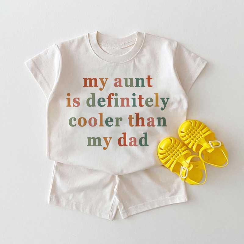 MY AUNT IS DEFINITELY COOLER THAN MY DADベビー用ホワイトTシャツとショートパンツの2点セット - 白 - 18～24ヶ月 - image 1