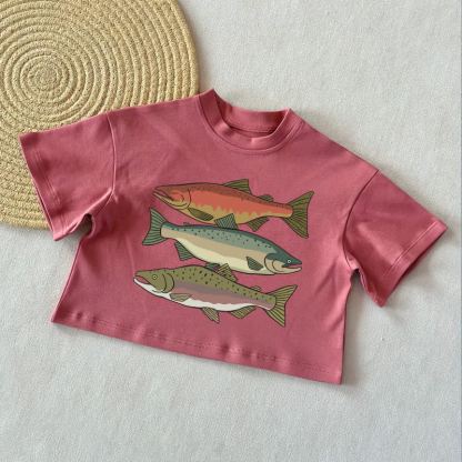 ベビーフィッシュ サマーカジュアルTシャツ - レンガ色 - 2～3歳 - image 4