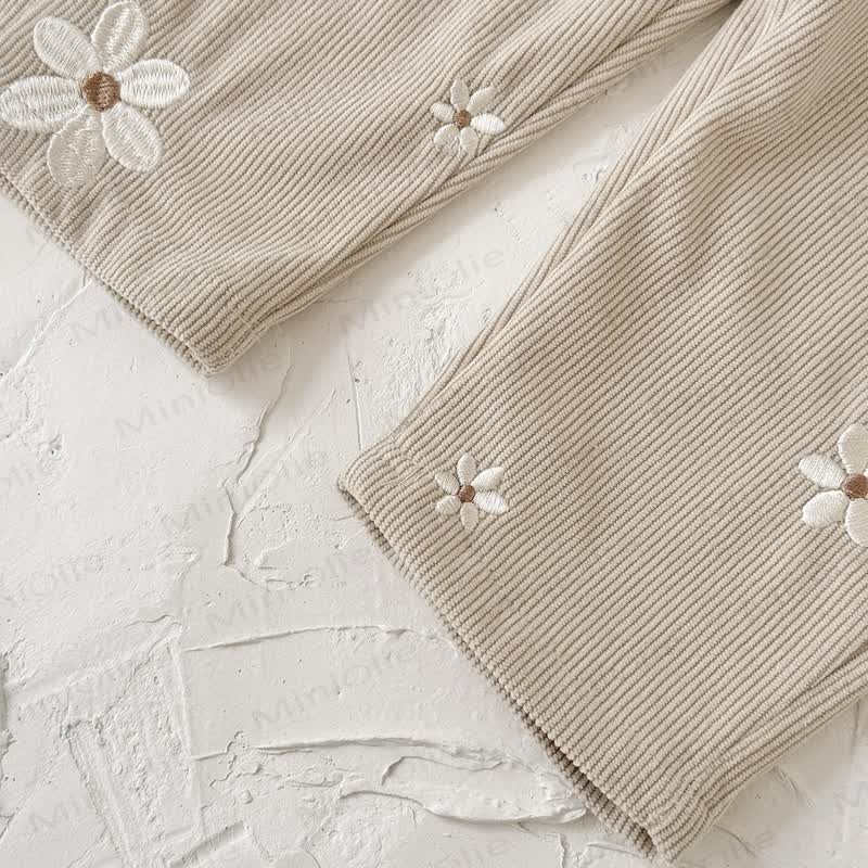 女の子用コードニット刺繍フラワーオーバーオール - image 8