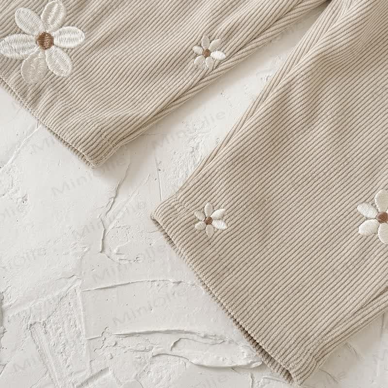 女の子用コードニット刺繍フラワーオーバーオール - image 8