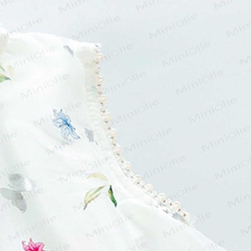 幼児用女の子向けパールトリム花柄リボンノースリーブDress - image 7