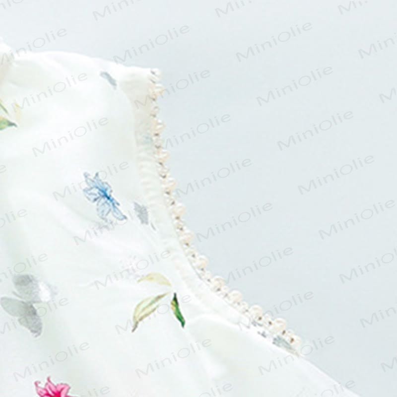 幼児用女の子向けパールトリム花柄リボンノースリーブDress - image 7