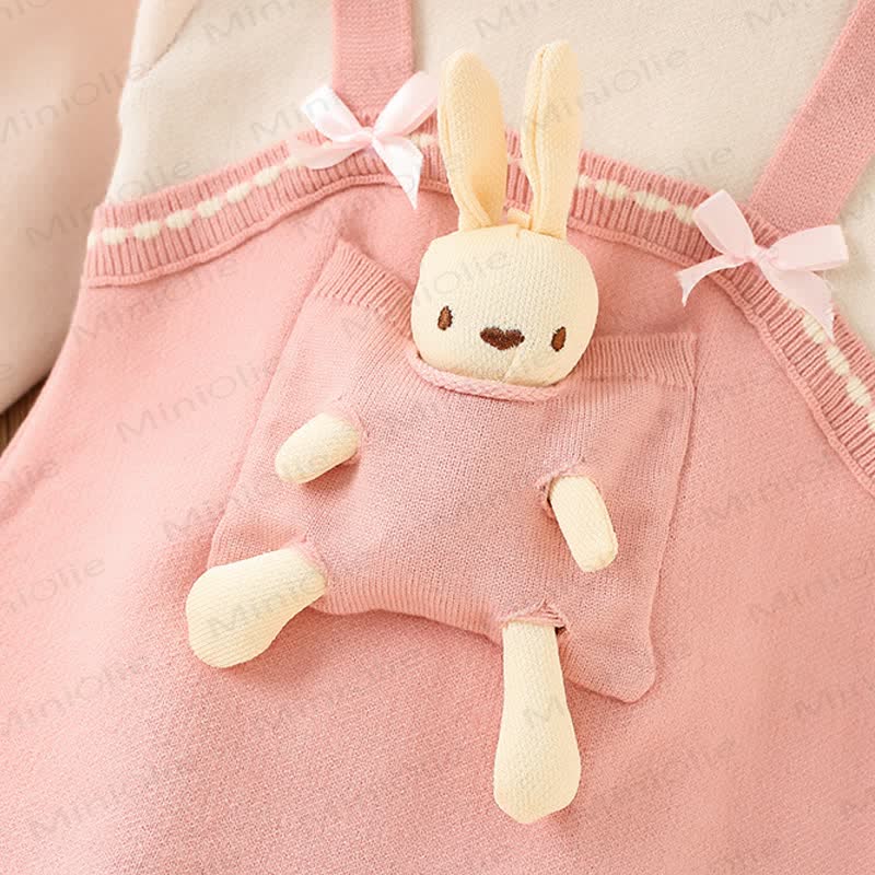 幼児用女の子用リボンバニーニットドレス - image 4