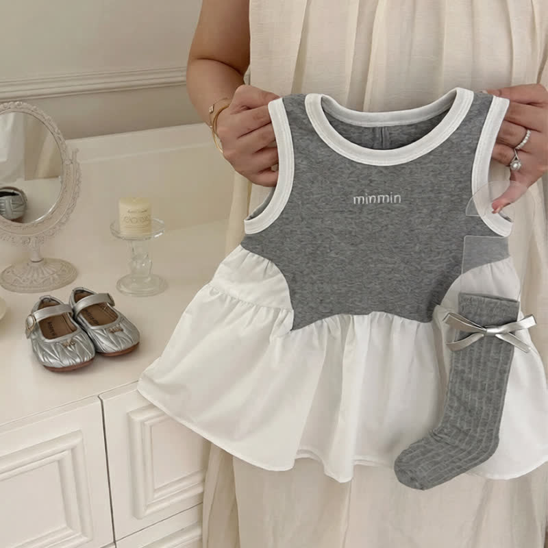 幼児用女の子向けグレーニットボディスリボンDressまたはレースソックス - image 2