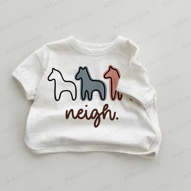 ヒヒーン。子馬の白い貝殻プリントTシャツ - 白 - 18～24ヶ月 - image 1