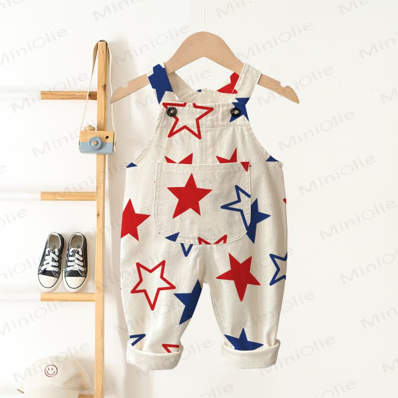 ベビー・幼児用ベージュ星柄オーバーオール - ベージュ - 3～5歳 - image 1